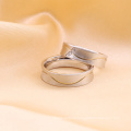 Fashion Pure Titanium Crystal Inlay Gold Plated Wedding Rings for Couple Jewelry